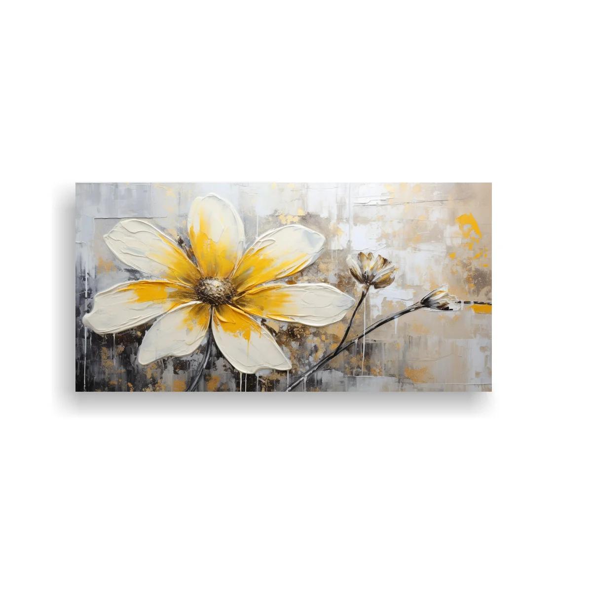 Cuadro flor blanca con centro amarillo y capullos secos — imagen principal