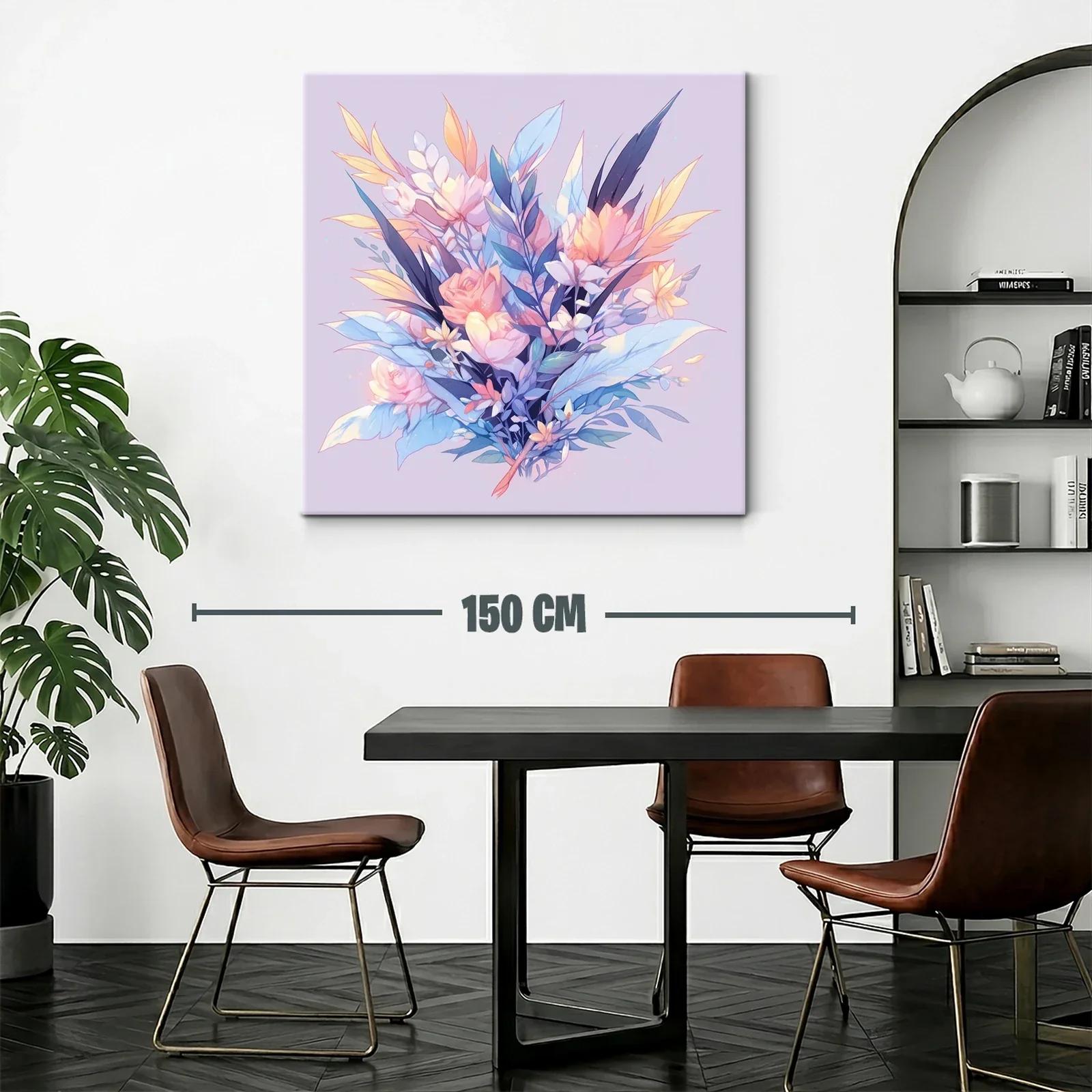 Cuadro floral en tonos pastel y azul suave — miniatura 2