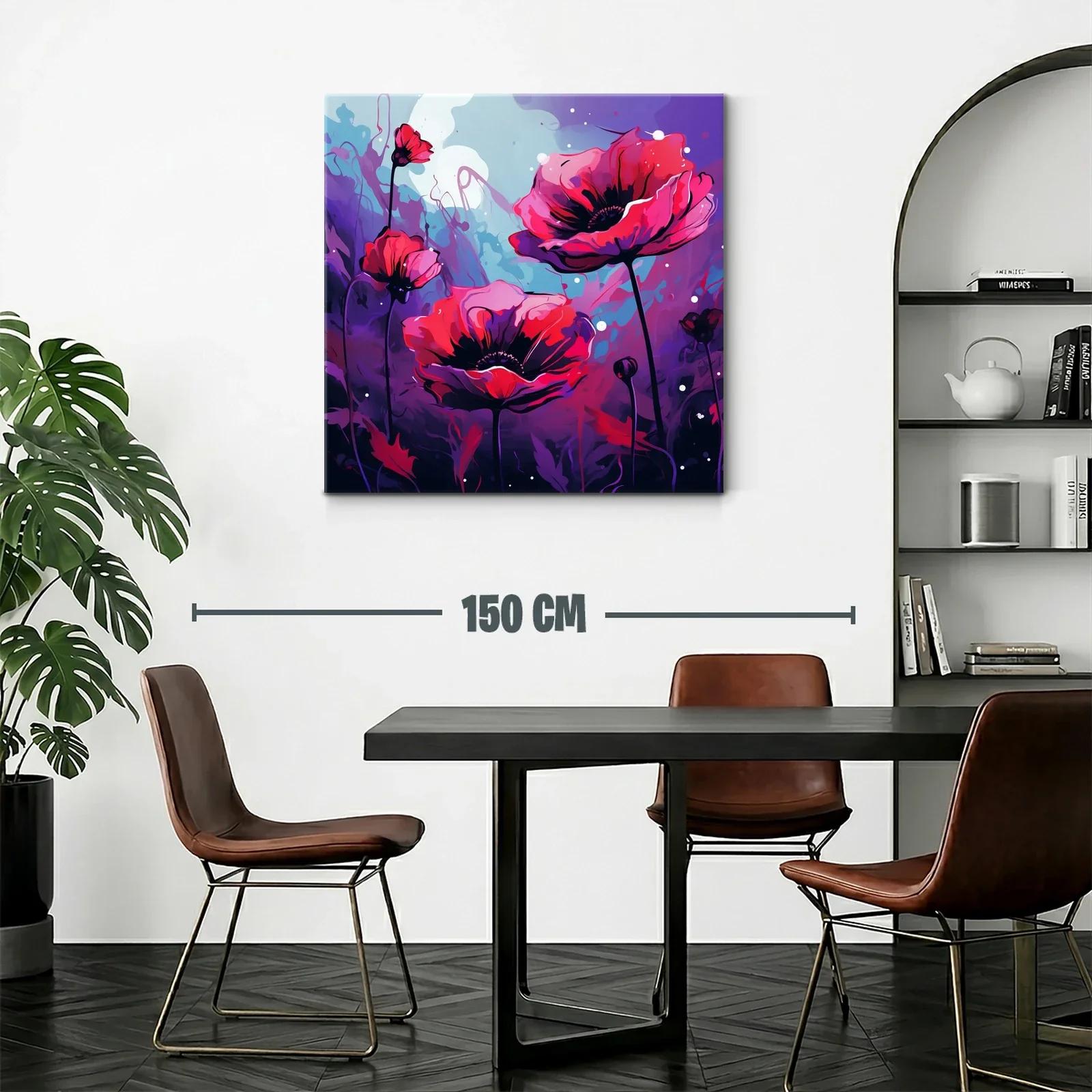 Flores rojas vibrantes sobre fondo púrpura y azul — miniatura 2