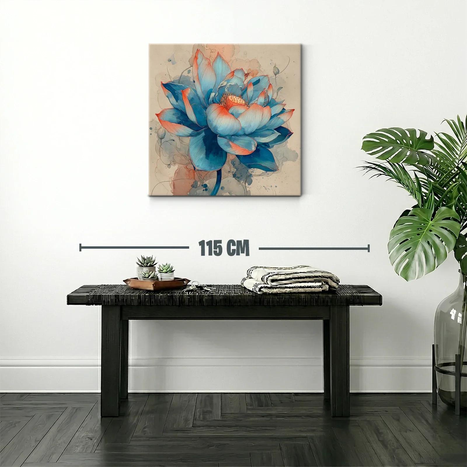 Flor Azul con Detalles Rojizos en Estilo Acuarela — miniatura 2