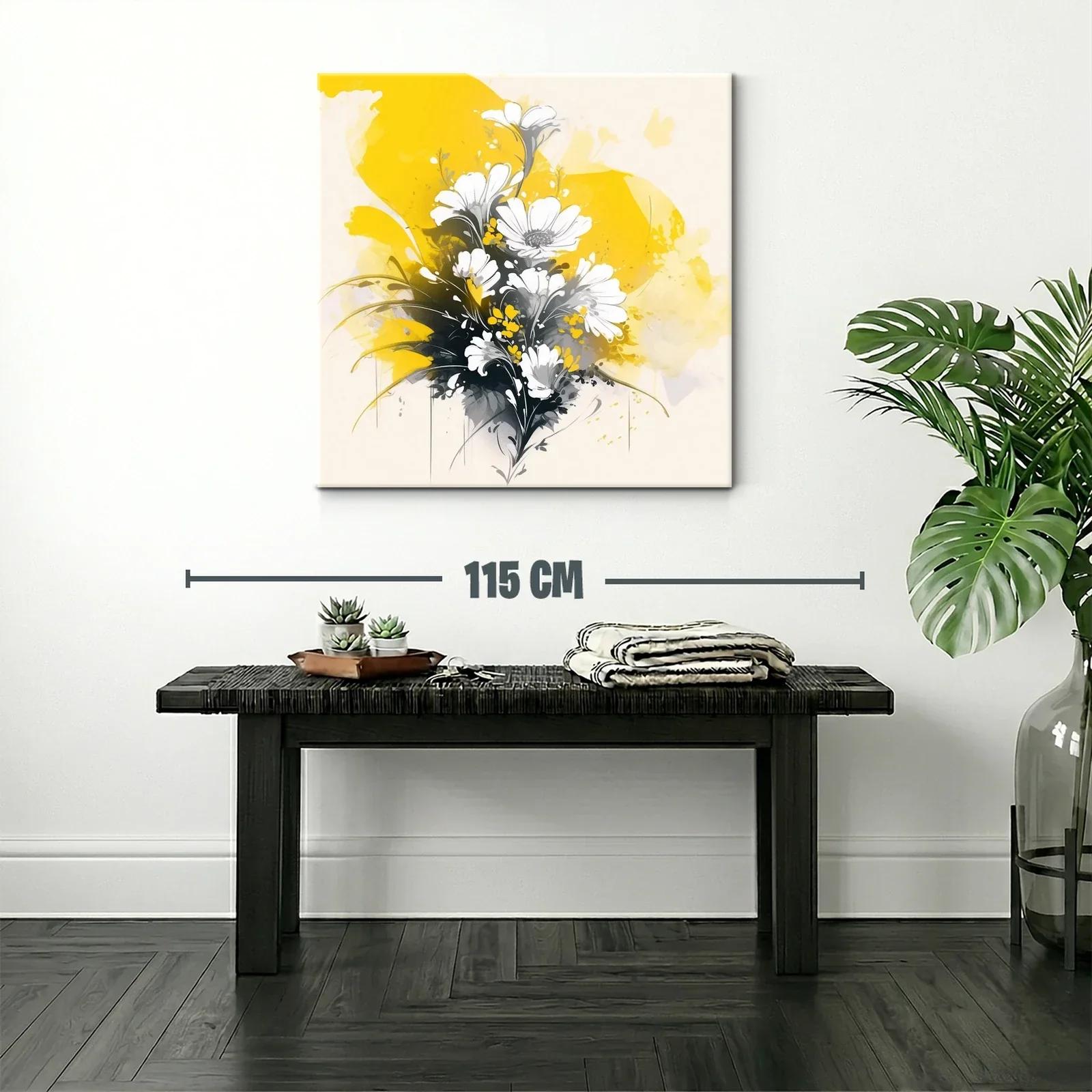Ramo de flores blancas con fondo vibrante en amarillo — miniatura 2