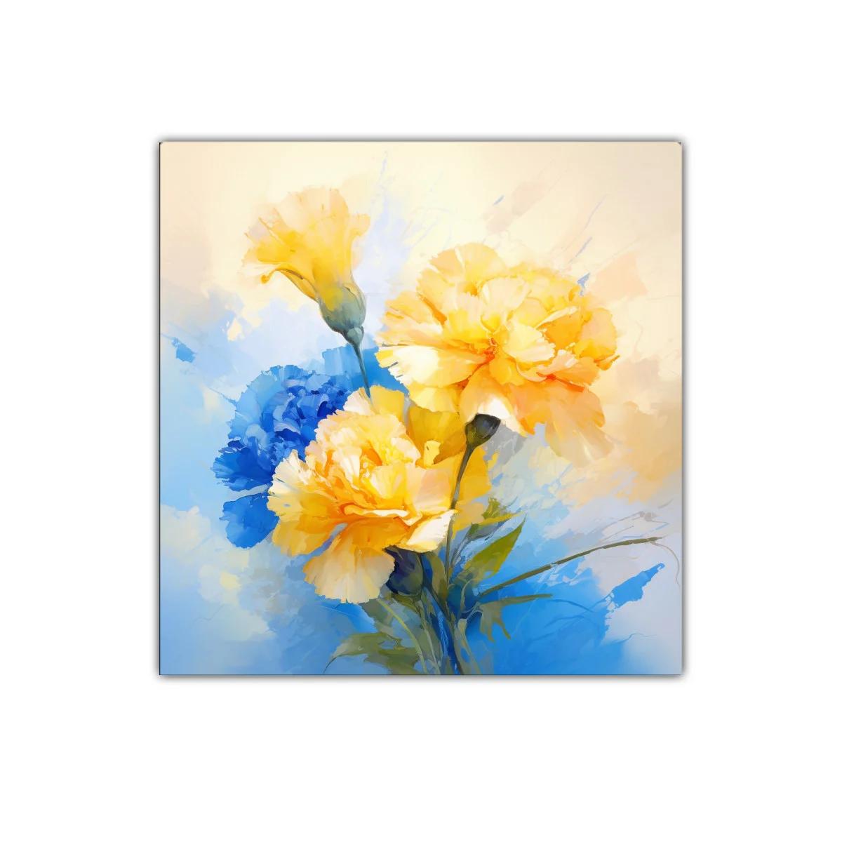 Cuadro decorativo con ramo de flores amarillas y azules — imagen principal