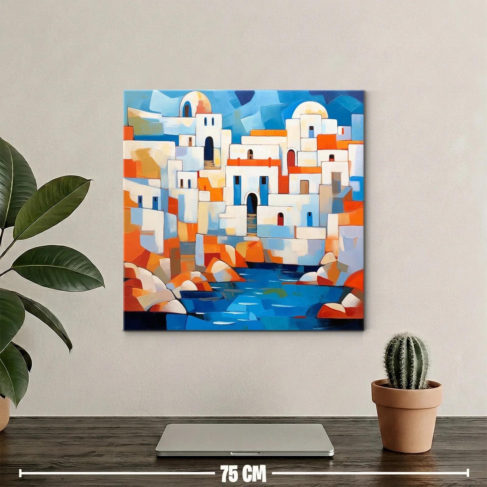Pueblo Mediterráneo en vibrantes tonos azules y naranjas — miniatura 2