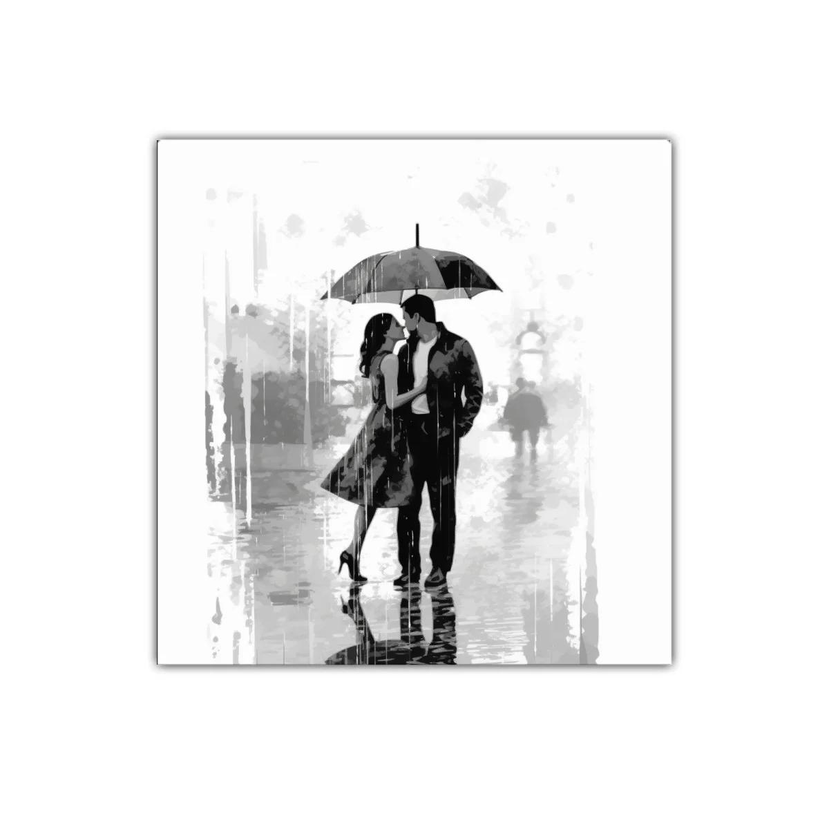 Pareja Bajo Lluvia Compartiendo un Momento Íntimo — imagen principal