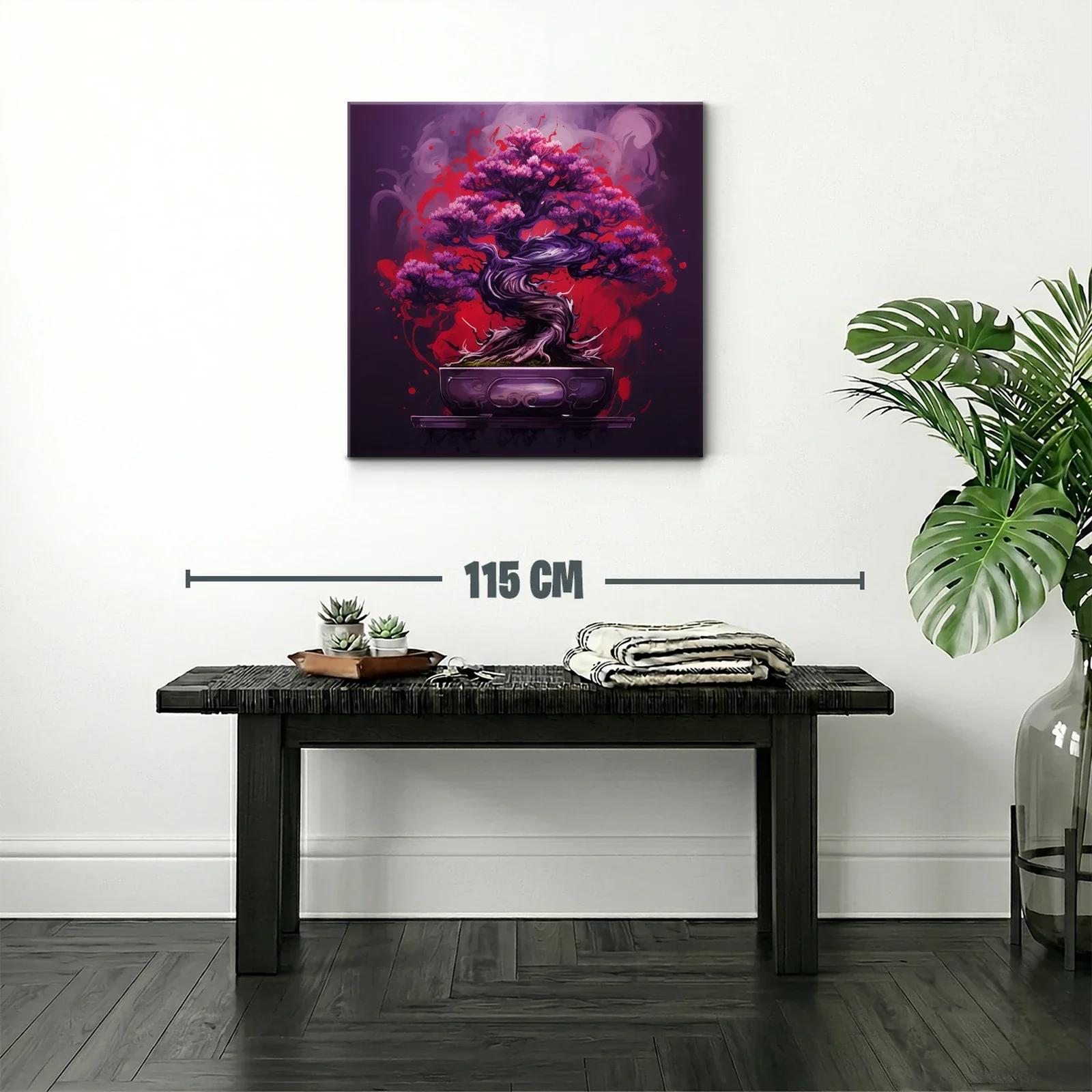 Árbol de Bonsái en Rojos y Morados Vibrantes — miniatura 2
