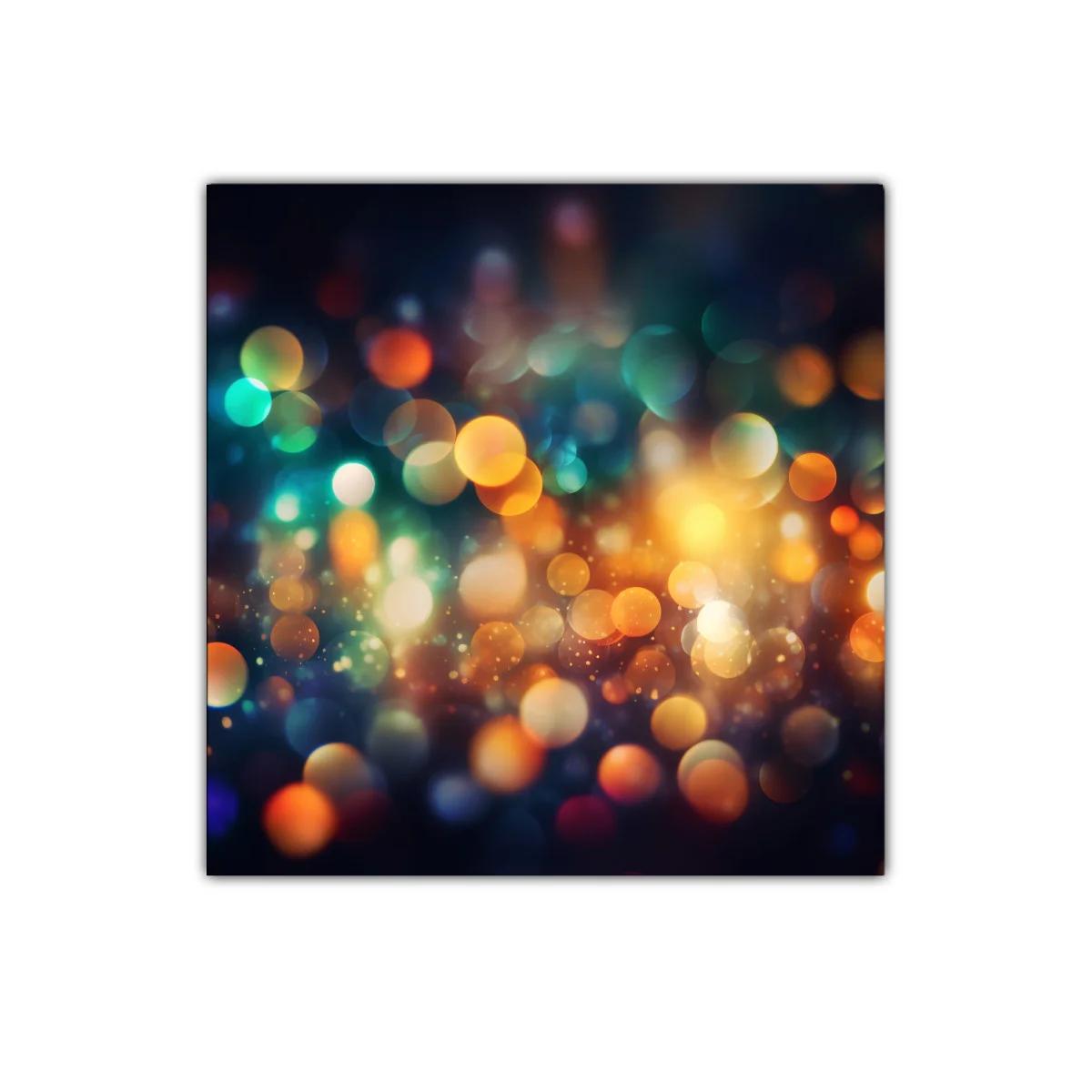 Cuadro abstracto luces vibrantes con colores cálidos y fríos