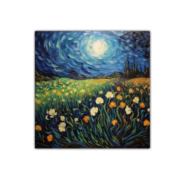 Campo de flores bajo cielo nocturno brillante