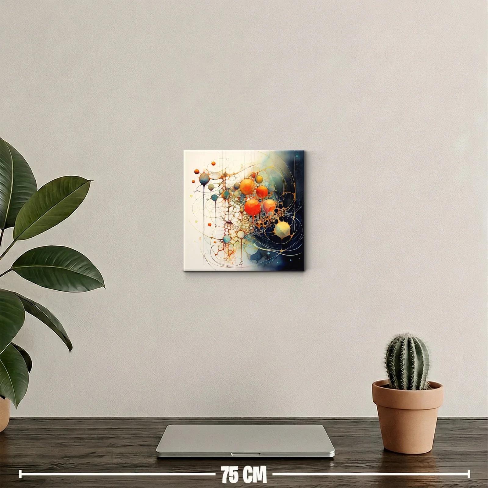 Cuadro decorativo con formas orgánicas y esferas vibrantes — miniatura 2