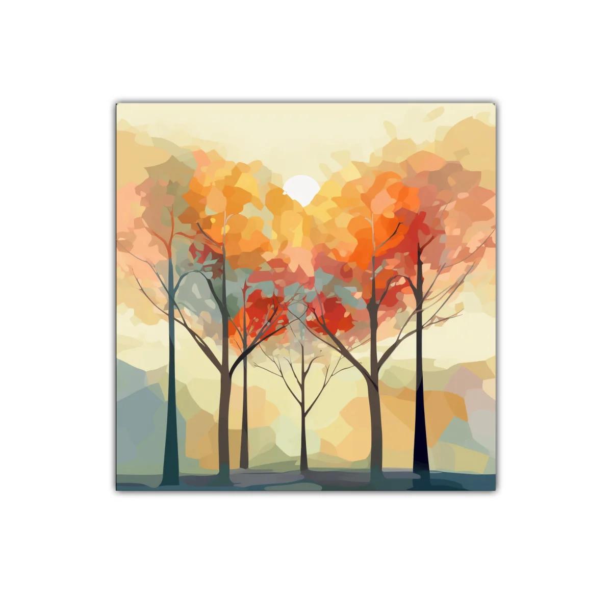 Bosque abstracto con tonos cálidos de otoño