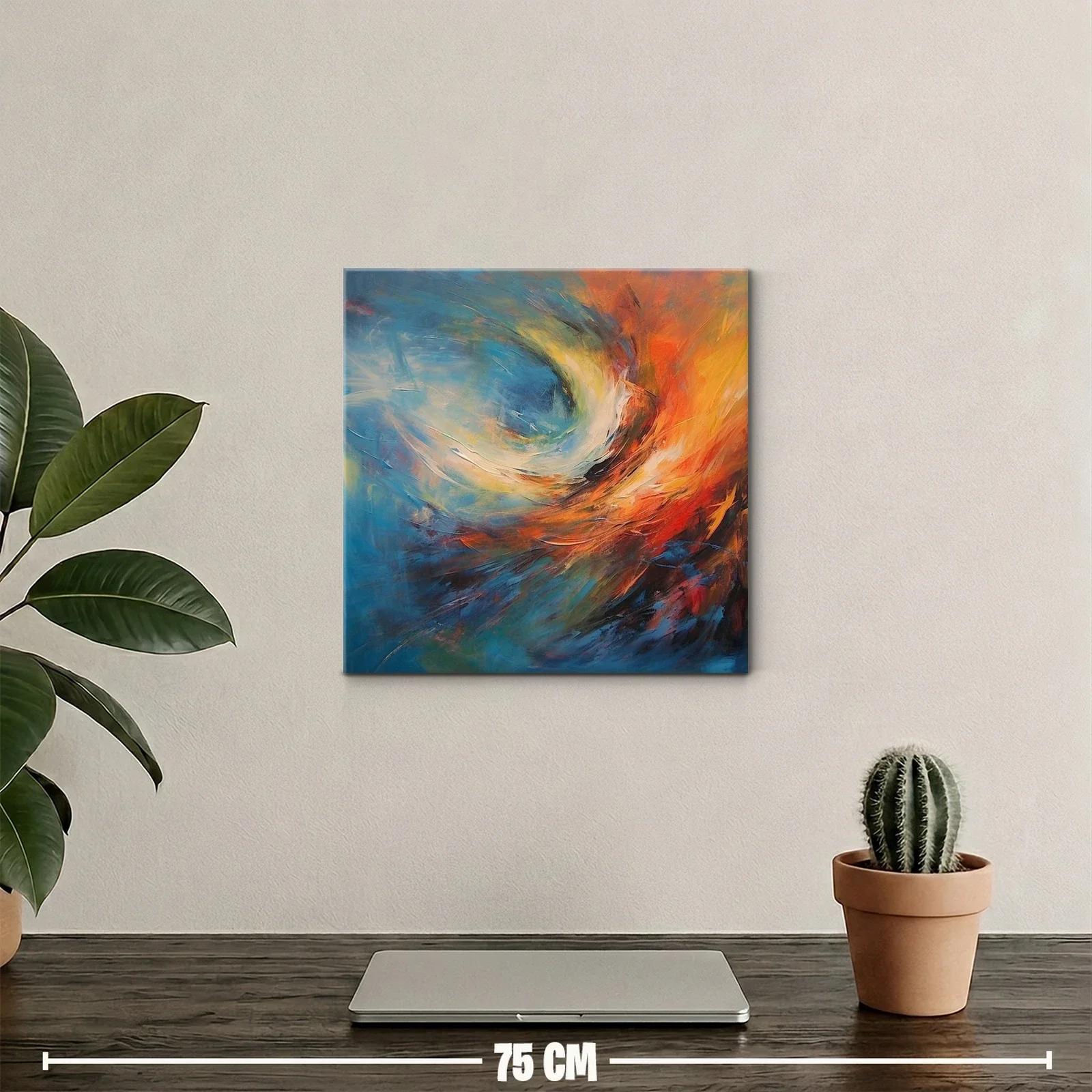 Arte abstracto en tonos azules y cálidos vibrantes — miniatura 2