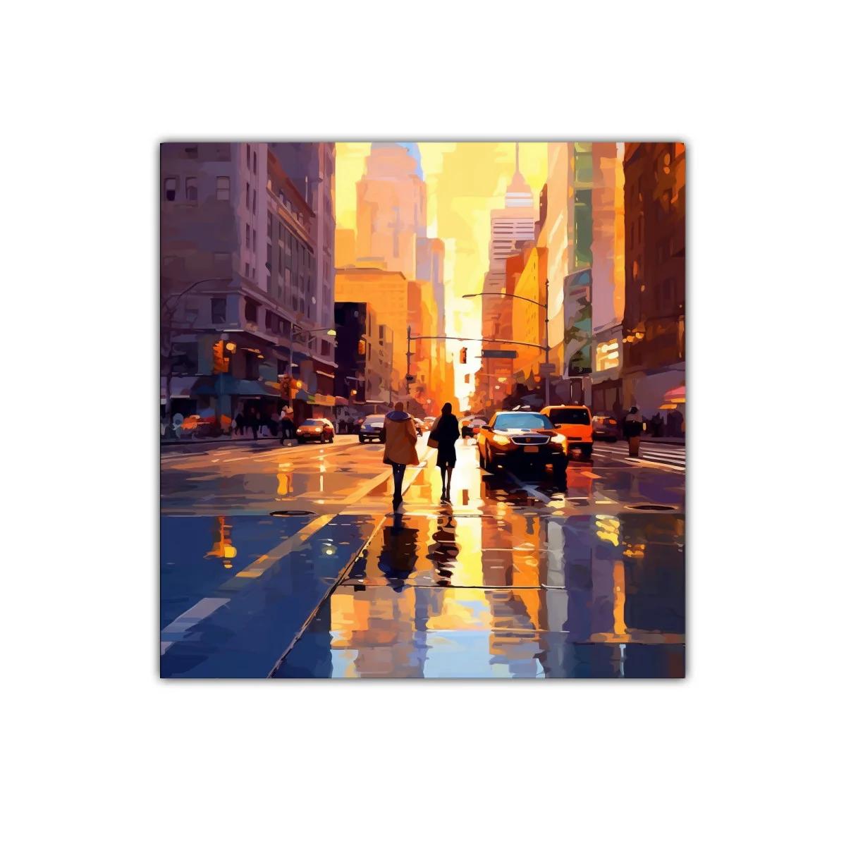 Atardecer urbano con reflejos dorados en la ciudad — imagen principal