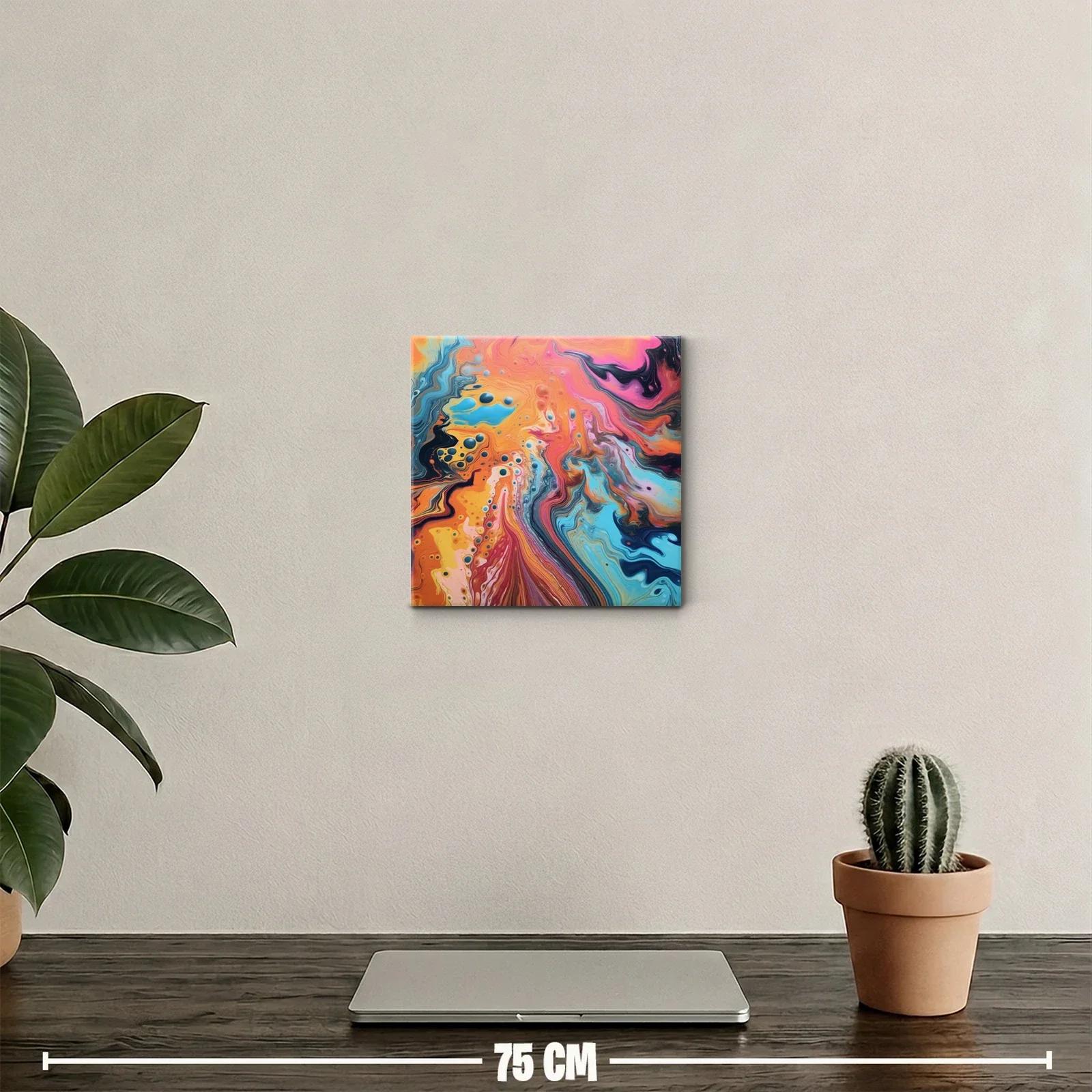 Cuadro abstracto con vibrantes tonos cálidos y fríos — miniatura 2