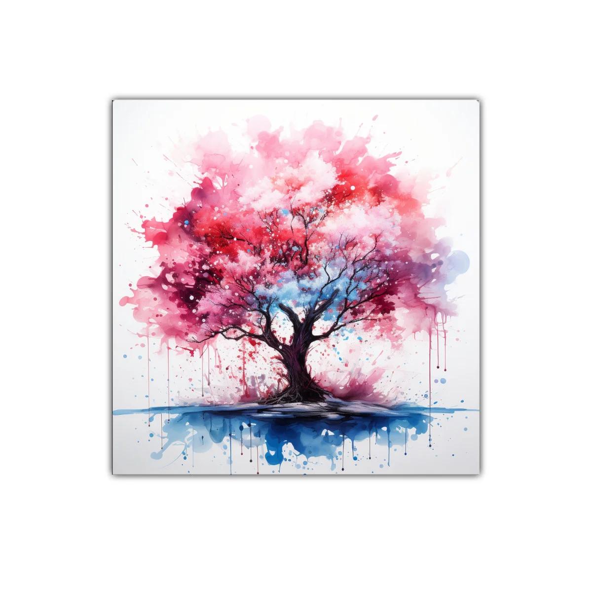 Árbol vibrante entre tonos rosas y azulados — imagen principal