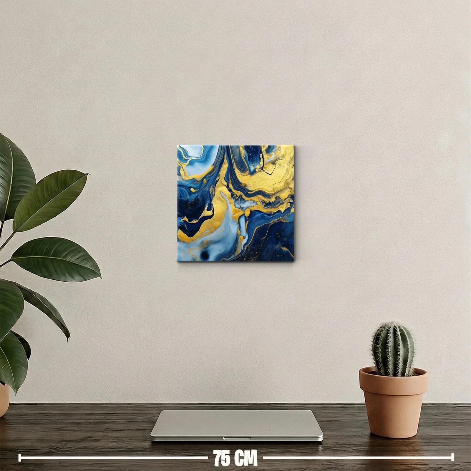 Abstracto en azul y dorado con movimiento fluido y elegante — miniatura 2
