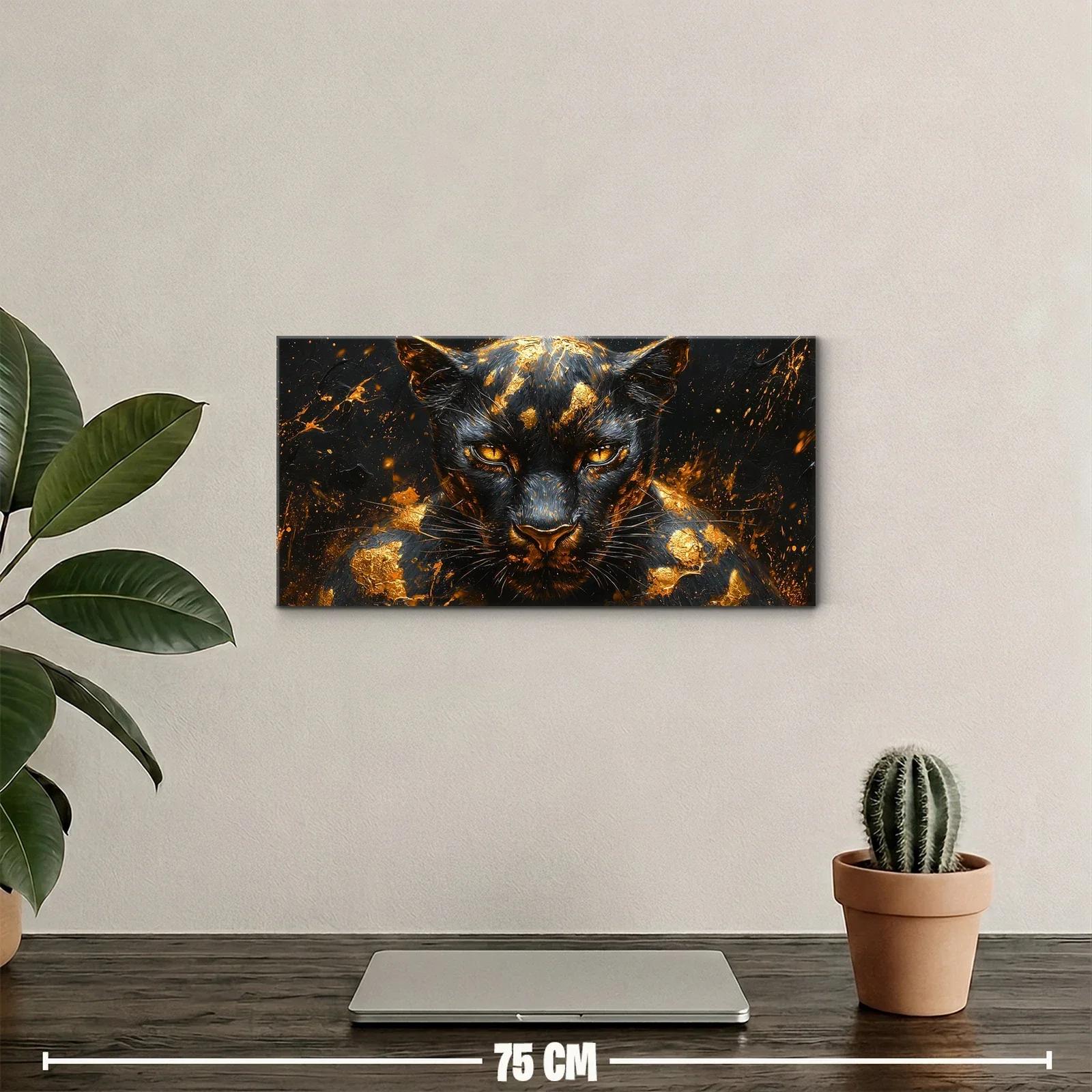 Cuadro pantera negra rodeada de salpicaduras luminosas — miniatura 2