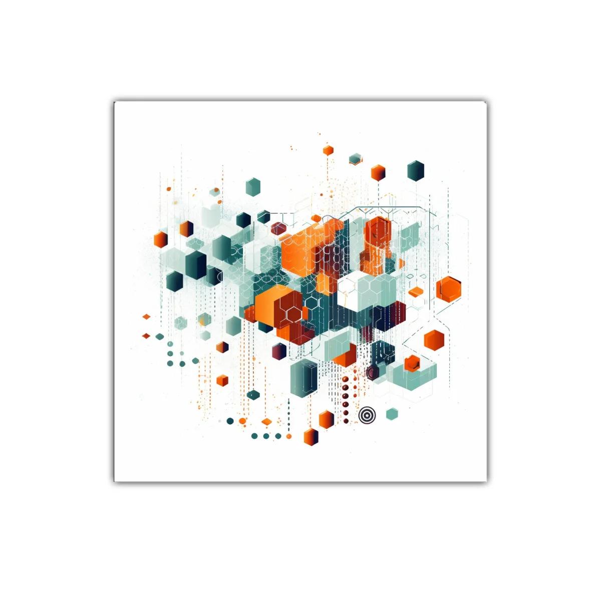 Composición geométrica con hexágonos en tonos naranja y verde — imagen principal