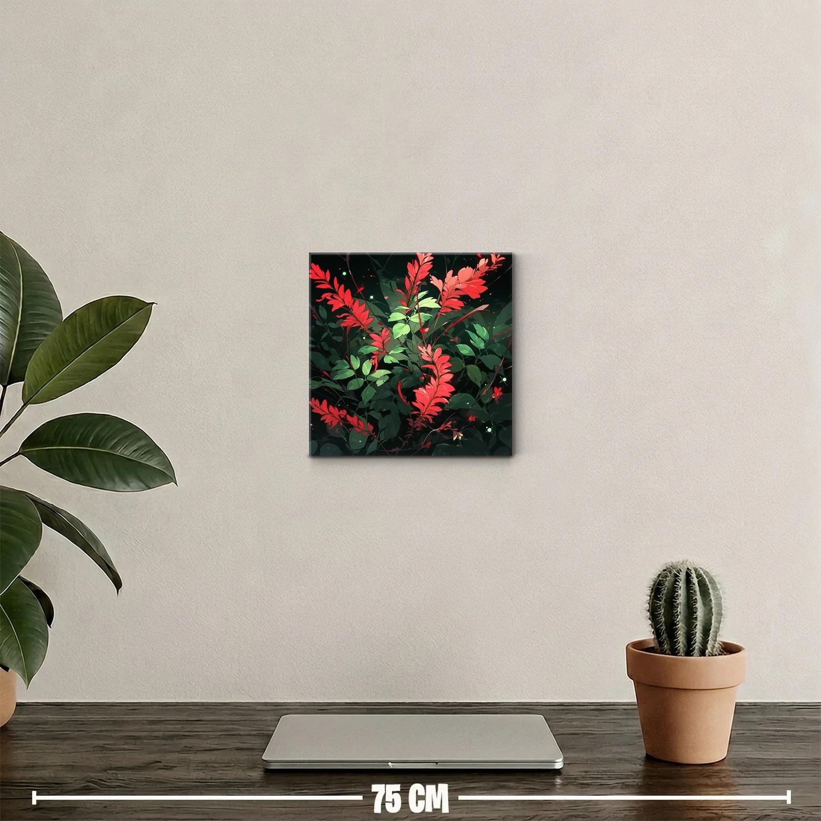 Exuberante composición floral con hojas rojas y verdes vibrantes — miniatura 2