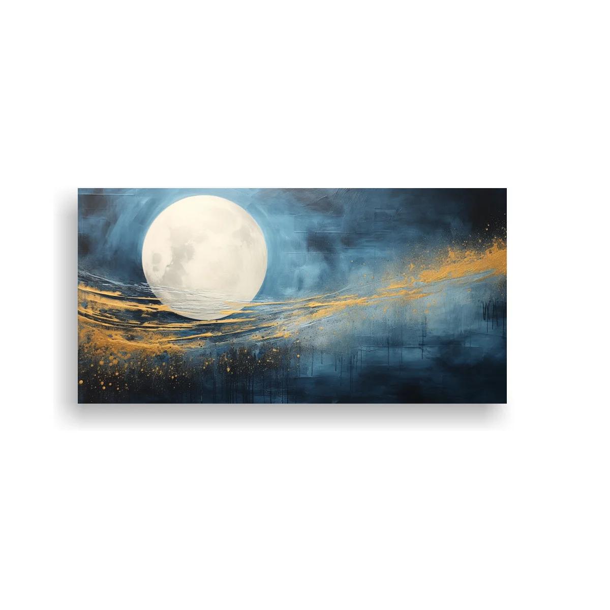 Cuadro luna llena con estela dorada