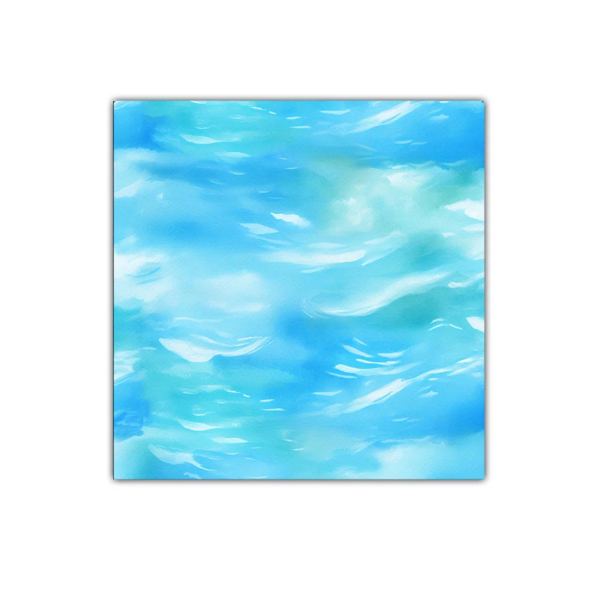 Cuadro Abstracto con Tonos Turquesa y Azules Suaves