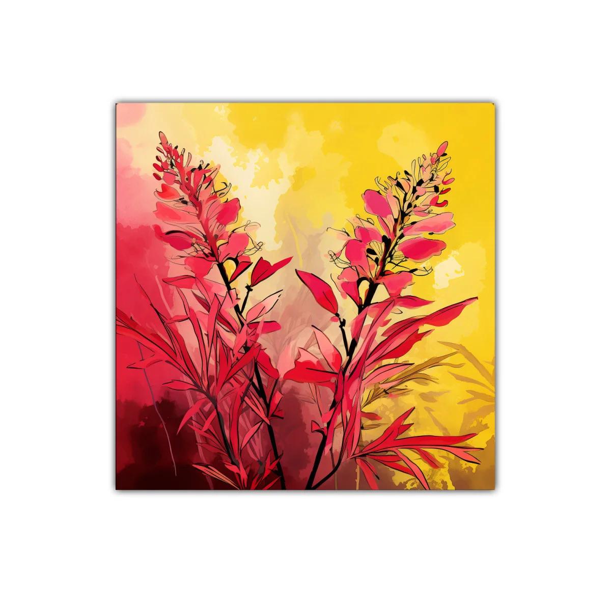 Florales vibrantes en tonos rojos y amarillos cálidos
