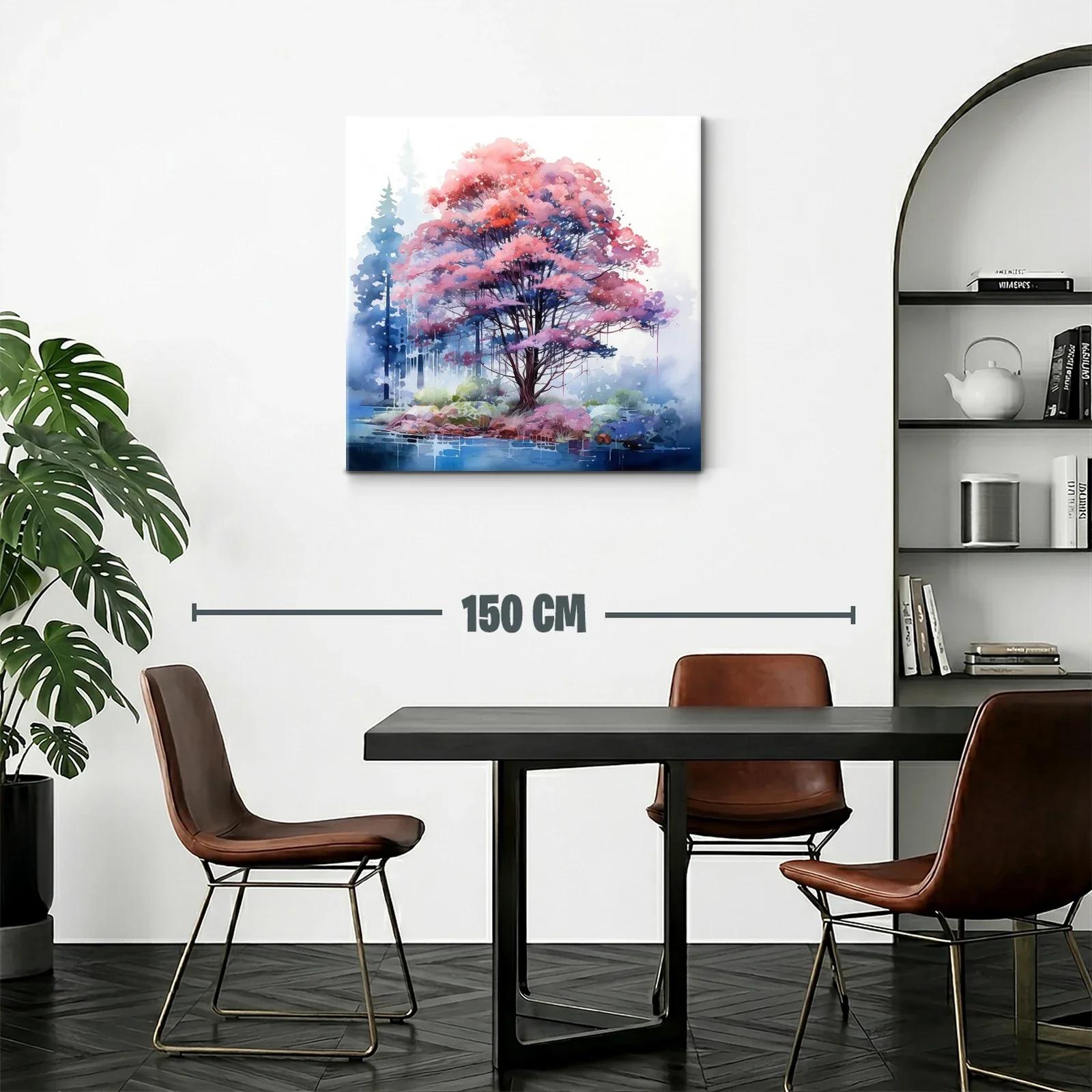 Árbol en tonos rosas y azules con paisaje onírico — miniatura 2