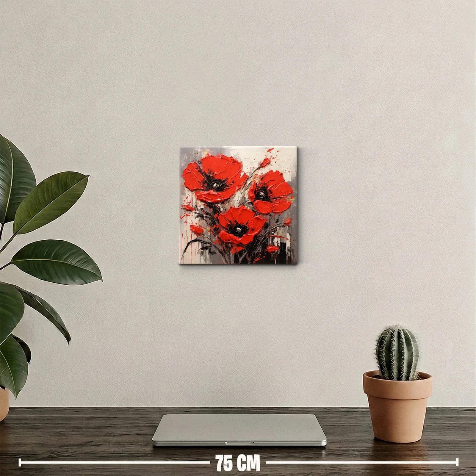 Flores rojas vibrantes con fondo neutro en arte contemporáneo — miniatura 2