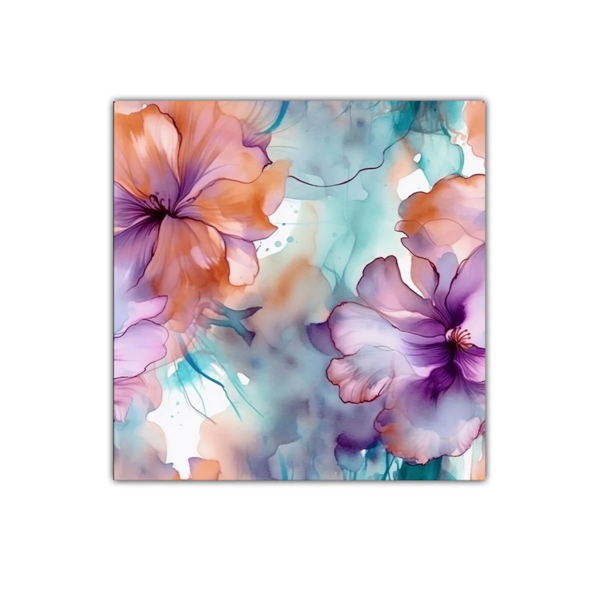 Cuadro decorativo floral en tonos cálidos y suaves acuarelados — imagen principal