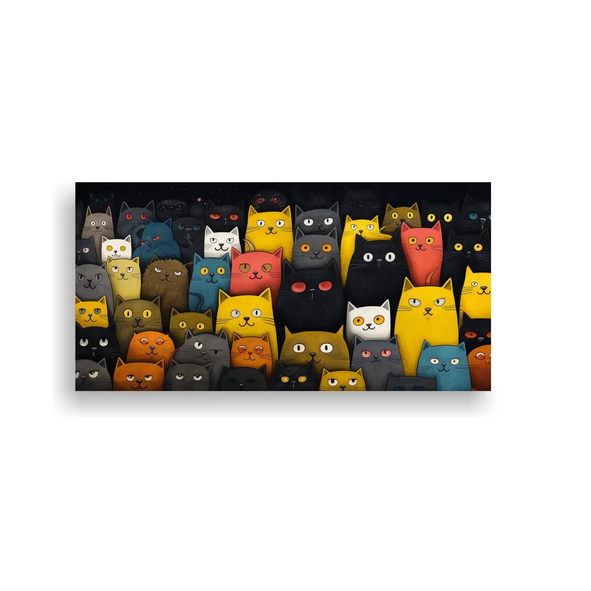 Cuadro grupo de gatos superpuestos