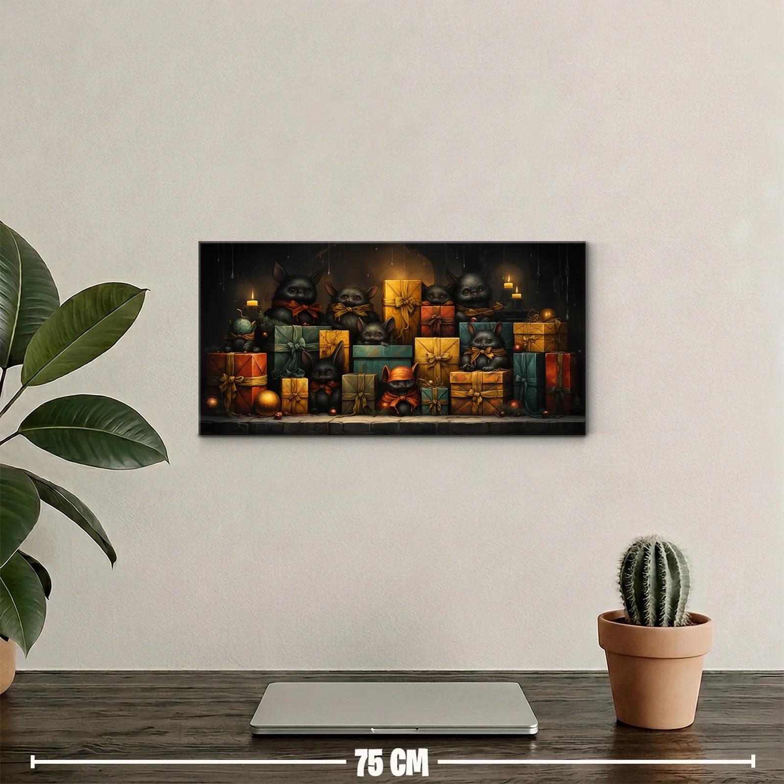 Cuadro regalos apilados con calaveras y velas — miniatura 2