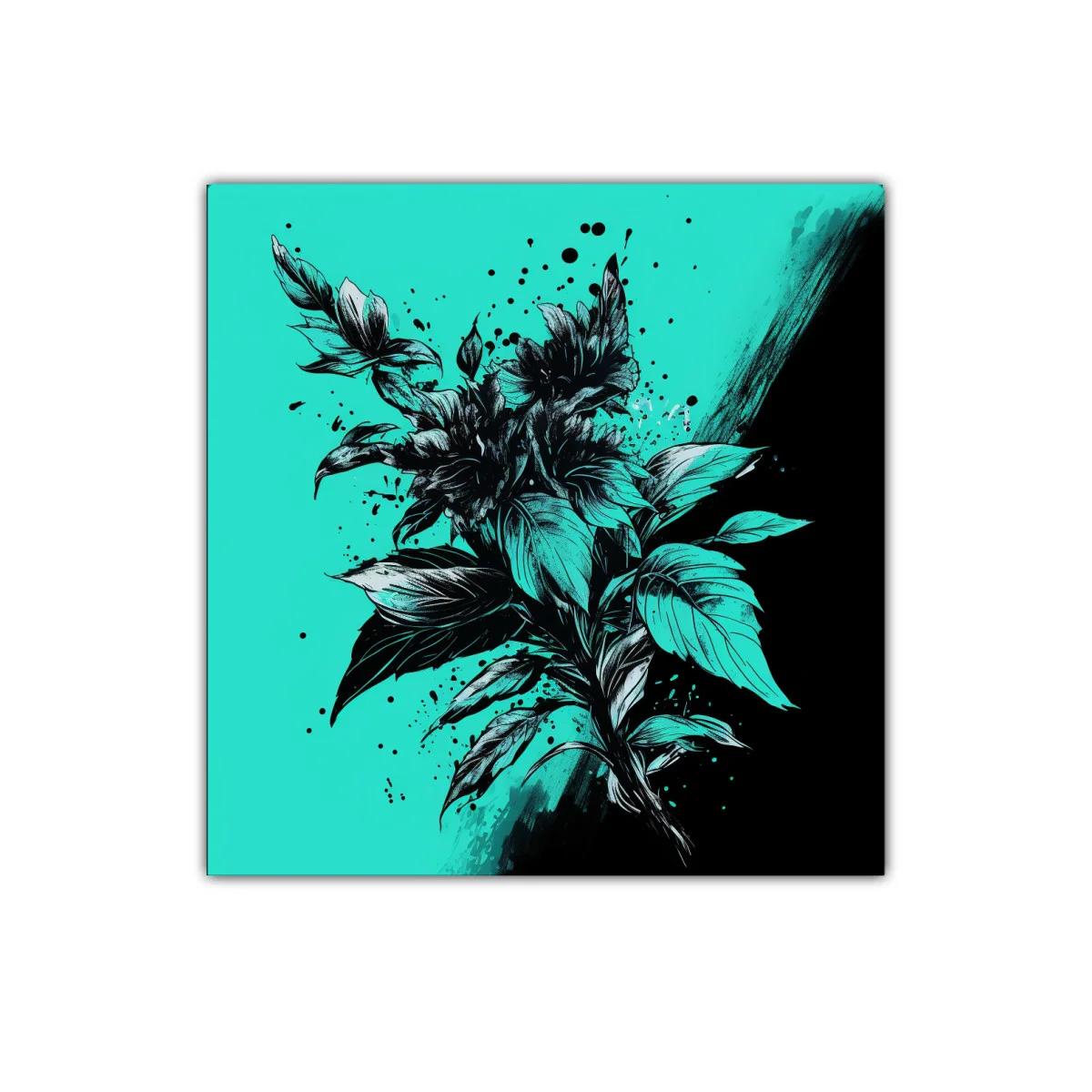 Flor expresiva en contraste vibrante y negro intenso