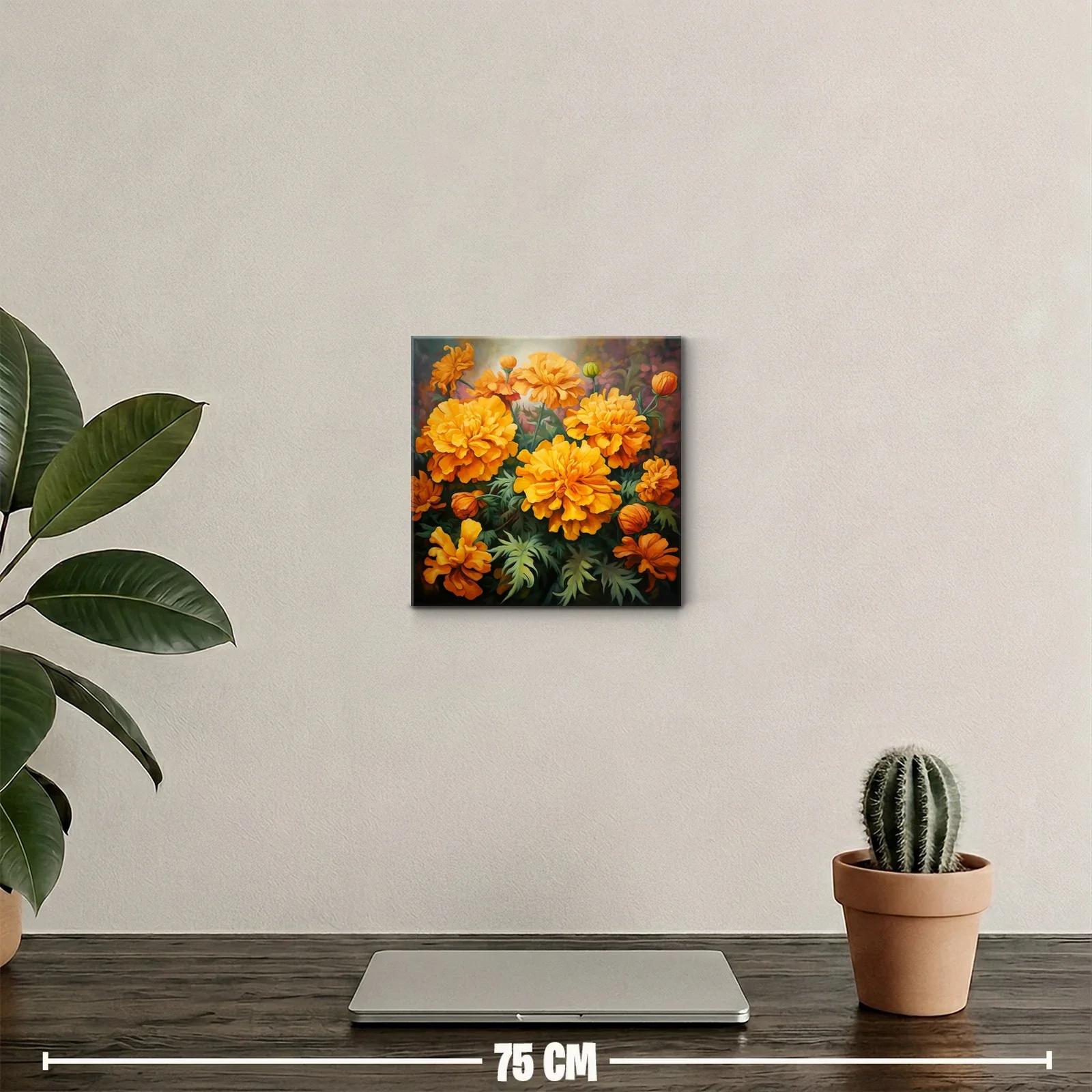 Cuadro con vibrantes flores naranjas que iluminan espacios — miniatura 2