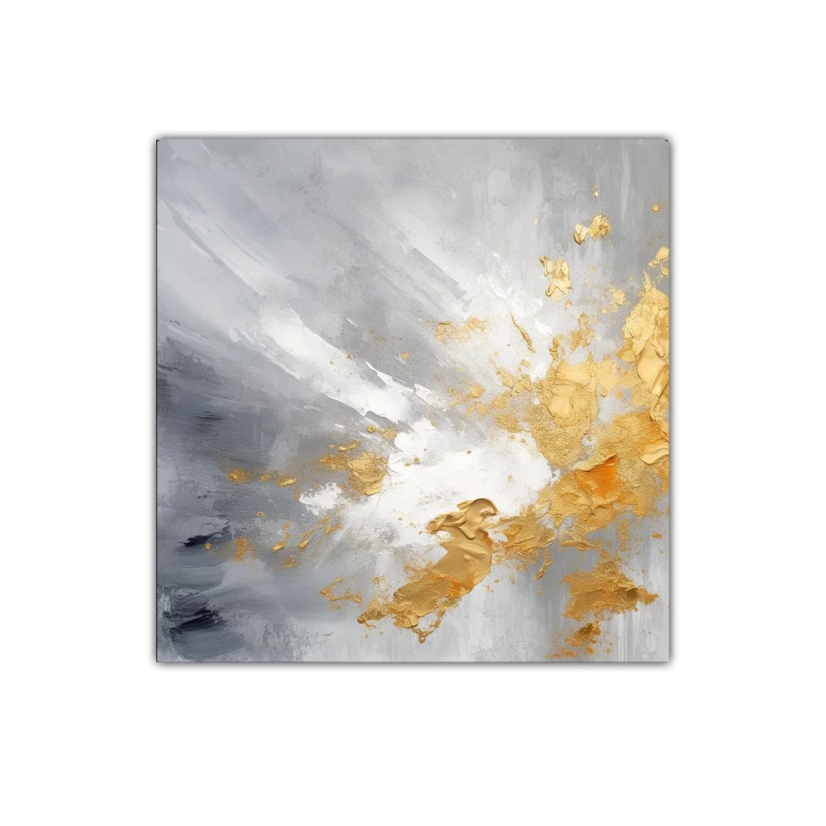 Composición abstracta con tonos grises y dorados brillantes — miniatura 1