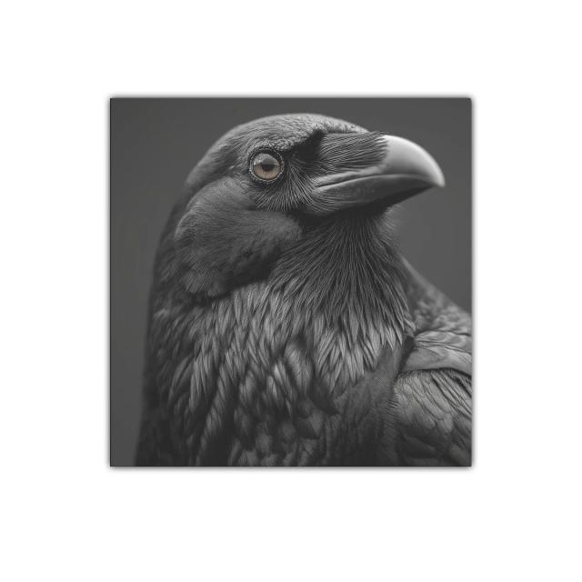 Retrato detallado de cuervo en tonos grises intensos