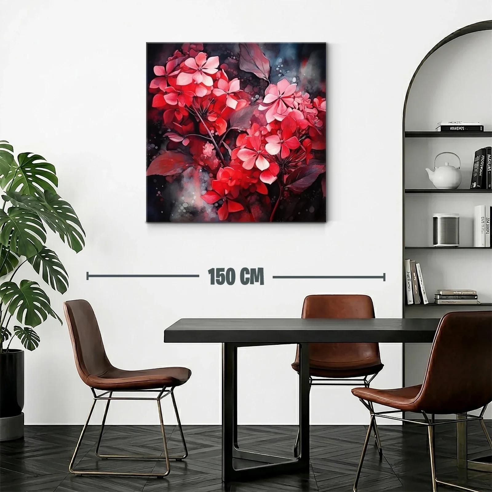 Floral vibrante en tonos rojos y rosas con fondo oscuro — miniatura 2