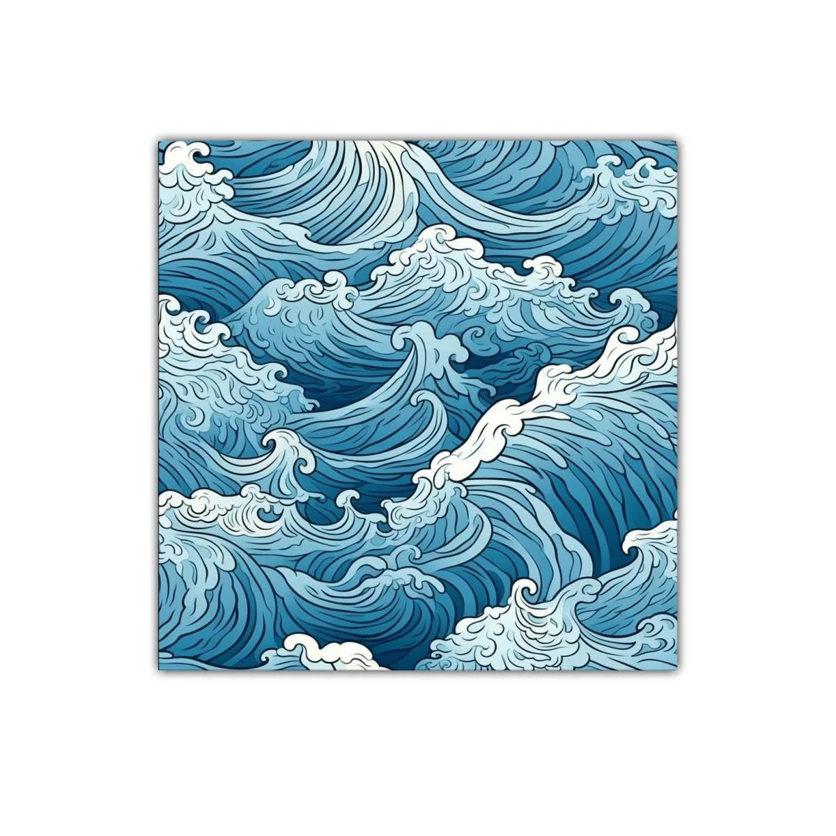 Cuadro decorativo con diseño de olas en tonos azules y blancos — imagen principal