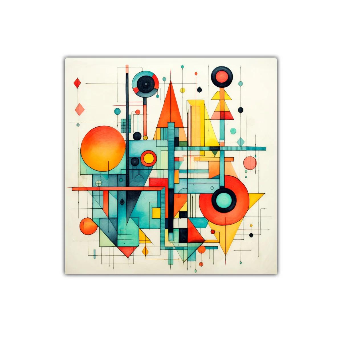 Composición geométrica vibrante con formas y líneas dinámicas — imagen principal