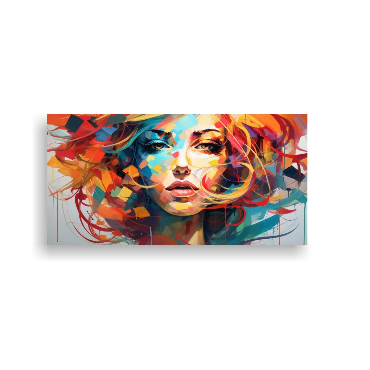 Cuadro rostro de mujer pelirroja con trazos abstractos — imagen principal