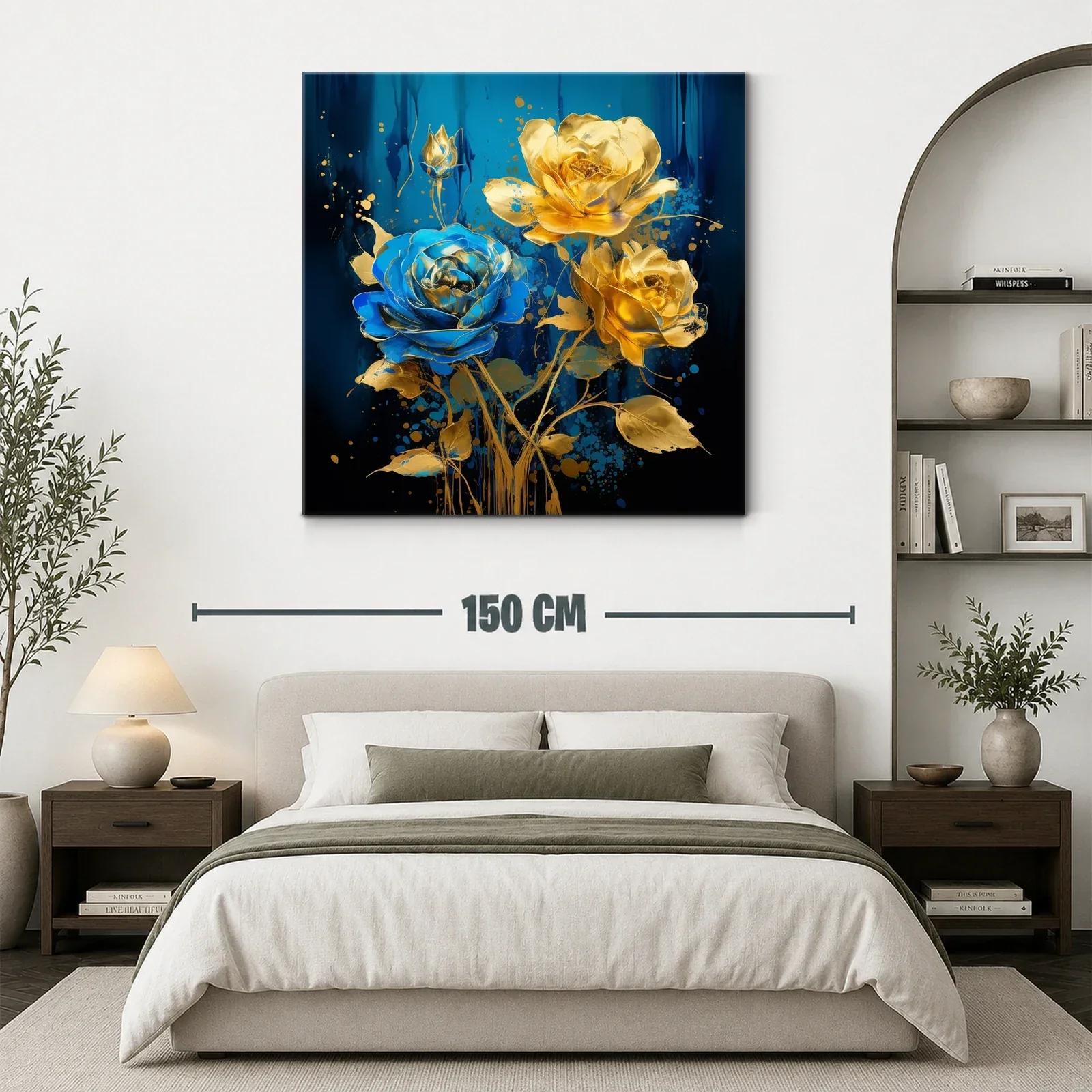 Ramo de rosas doradas y azul eléctrico vibrante — miniatura 3