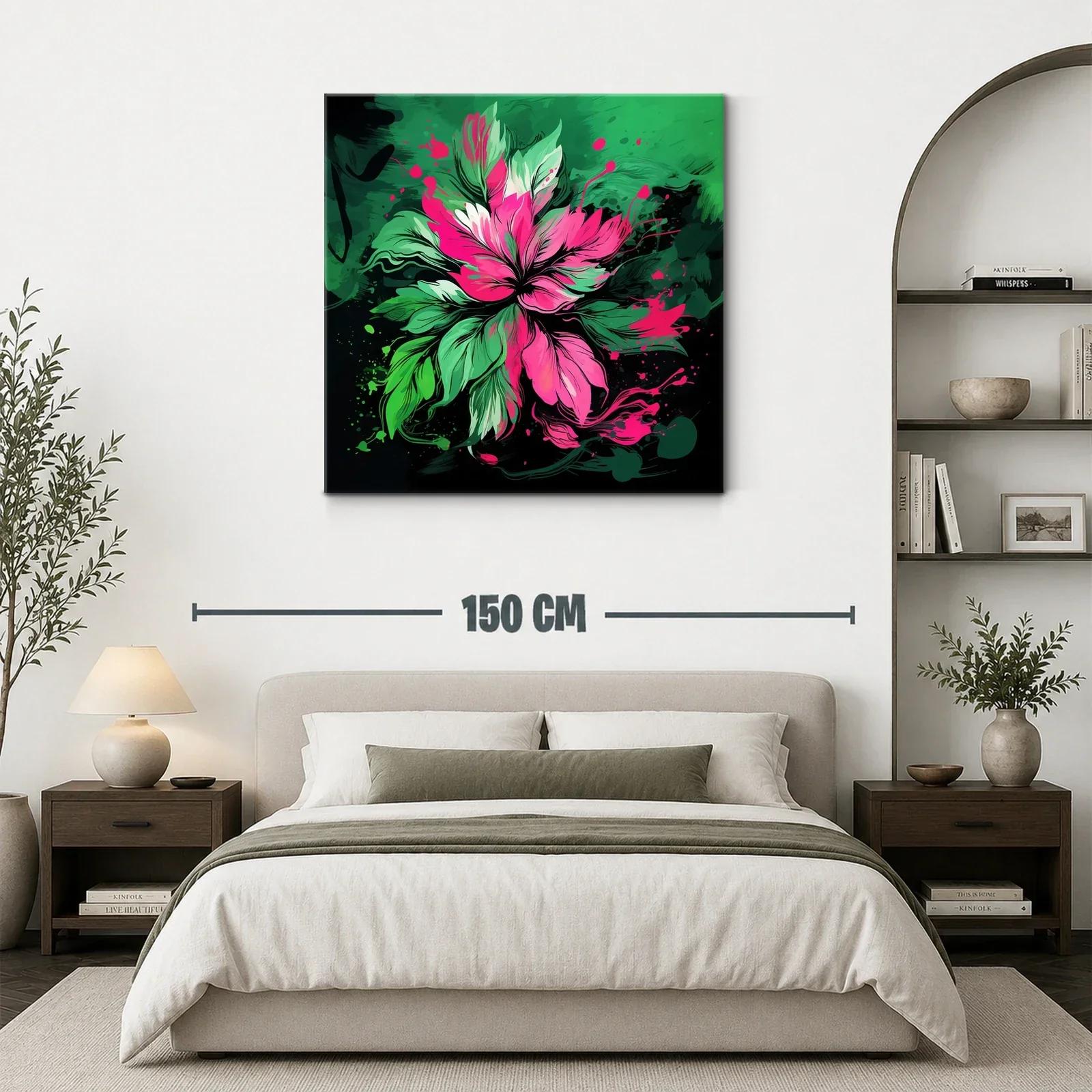 Flor vibrante en tonos verdes y fucsias intensos — miniatura 3