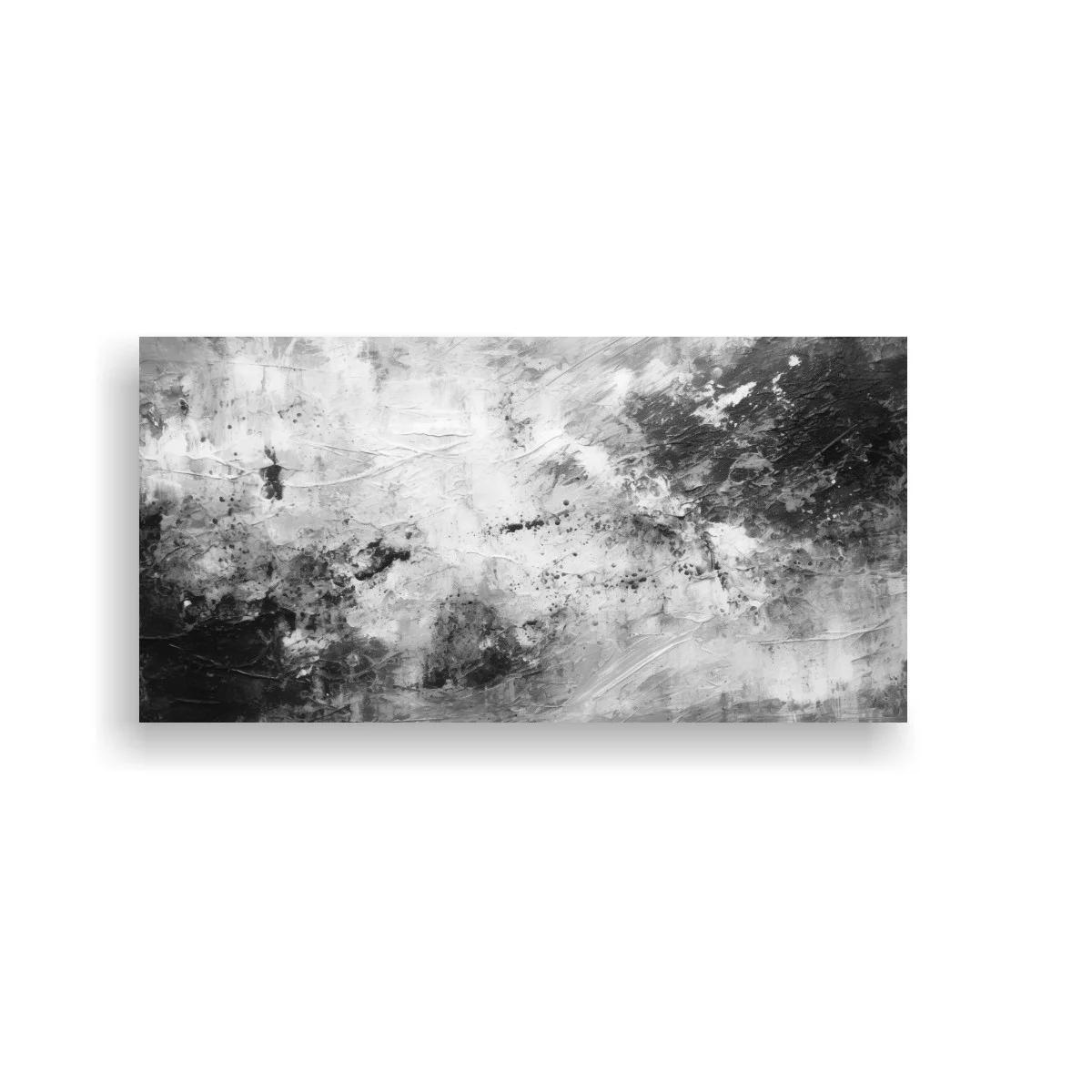 Cuadro abstracción gestual en blanco y negro con trazos sueltos
