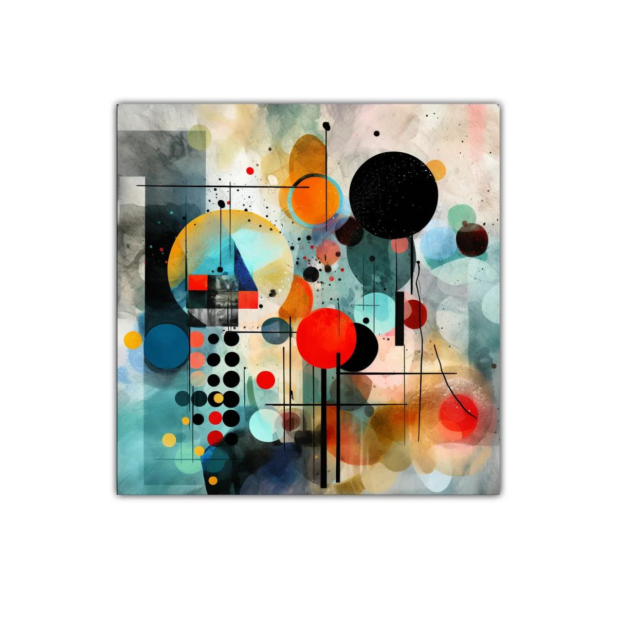 Composición abstracta con círculos coloridos y líneas finas — imagen principal