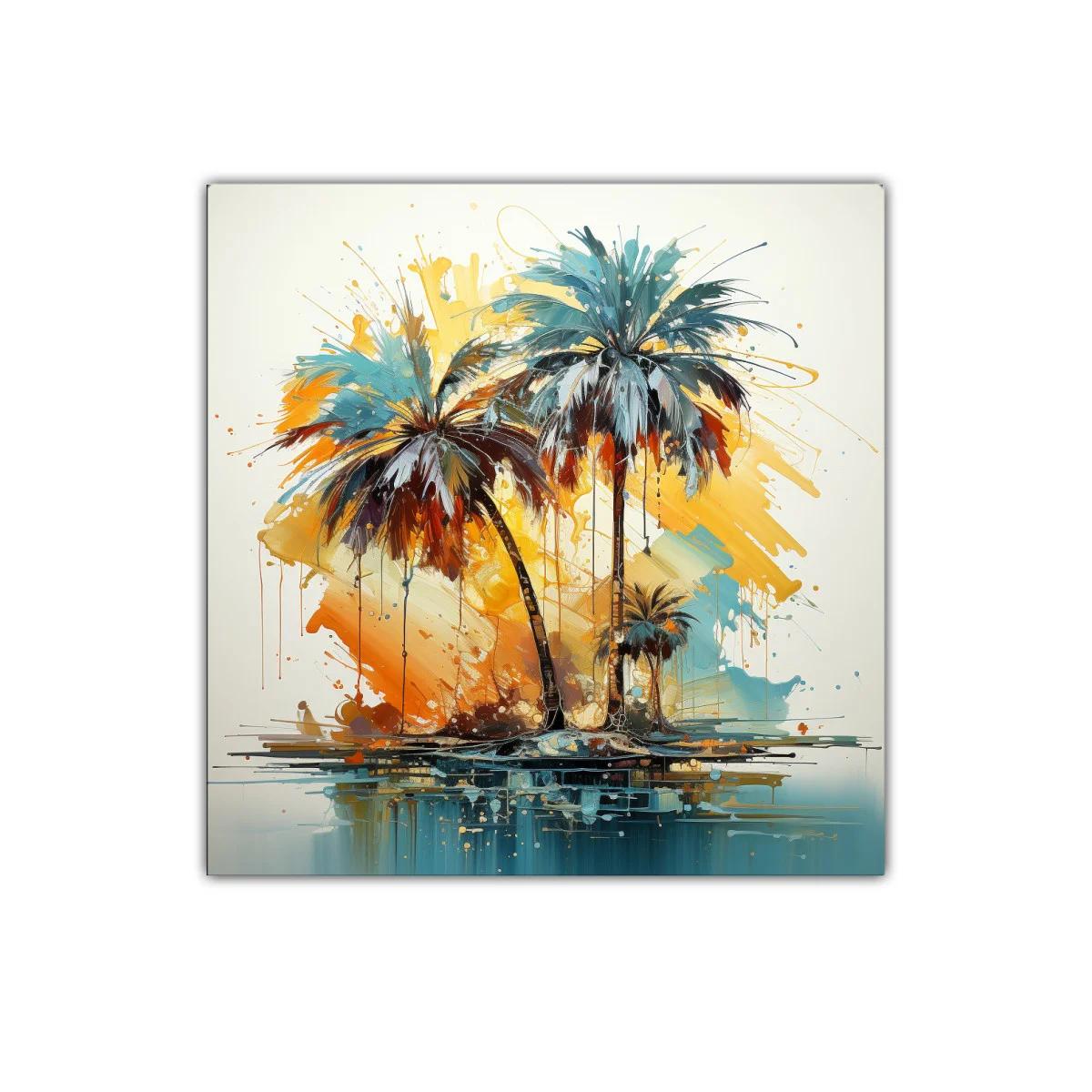Palmeras vibrantes con tonos cálidos y fríos en equilibrio — imagen principal