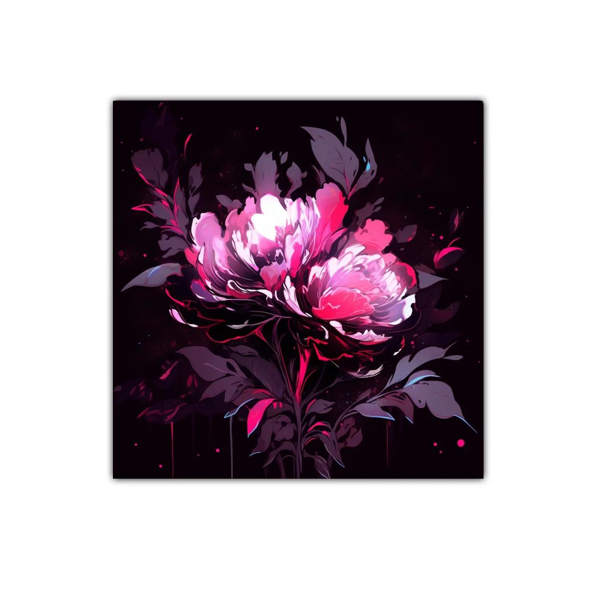 Flor vibrante en tonos rosa y púrpura sobre fondo oscuro