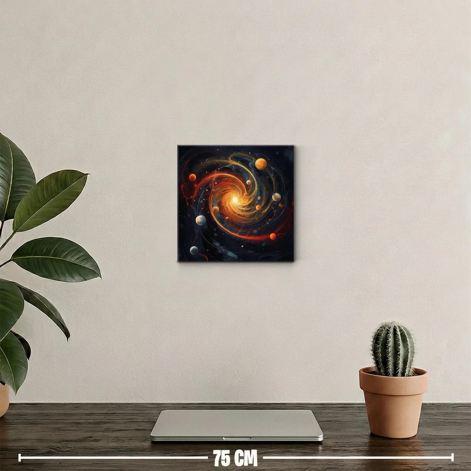 Cuadro Decorativo Espiral Cósmica con Planetas Brillantes — miniatura 2