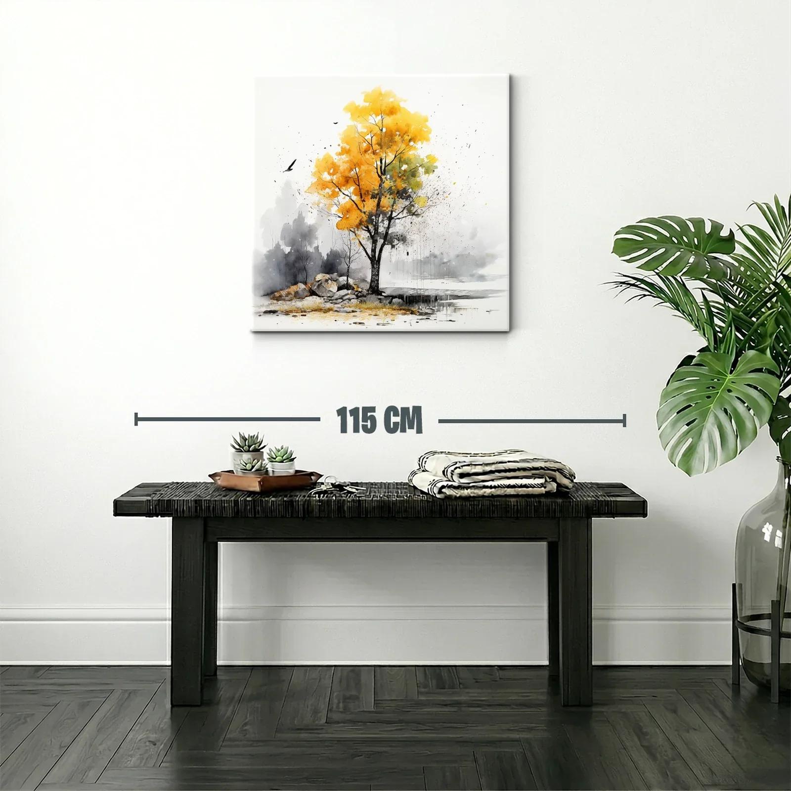 Árbol otoñal con tonalidades doradas y grises suaves — miniatura 2