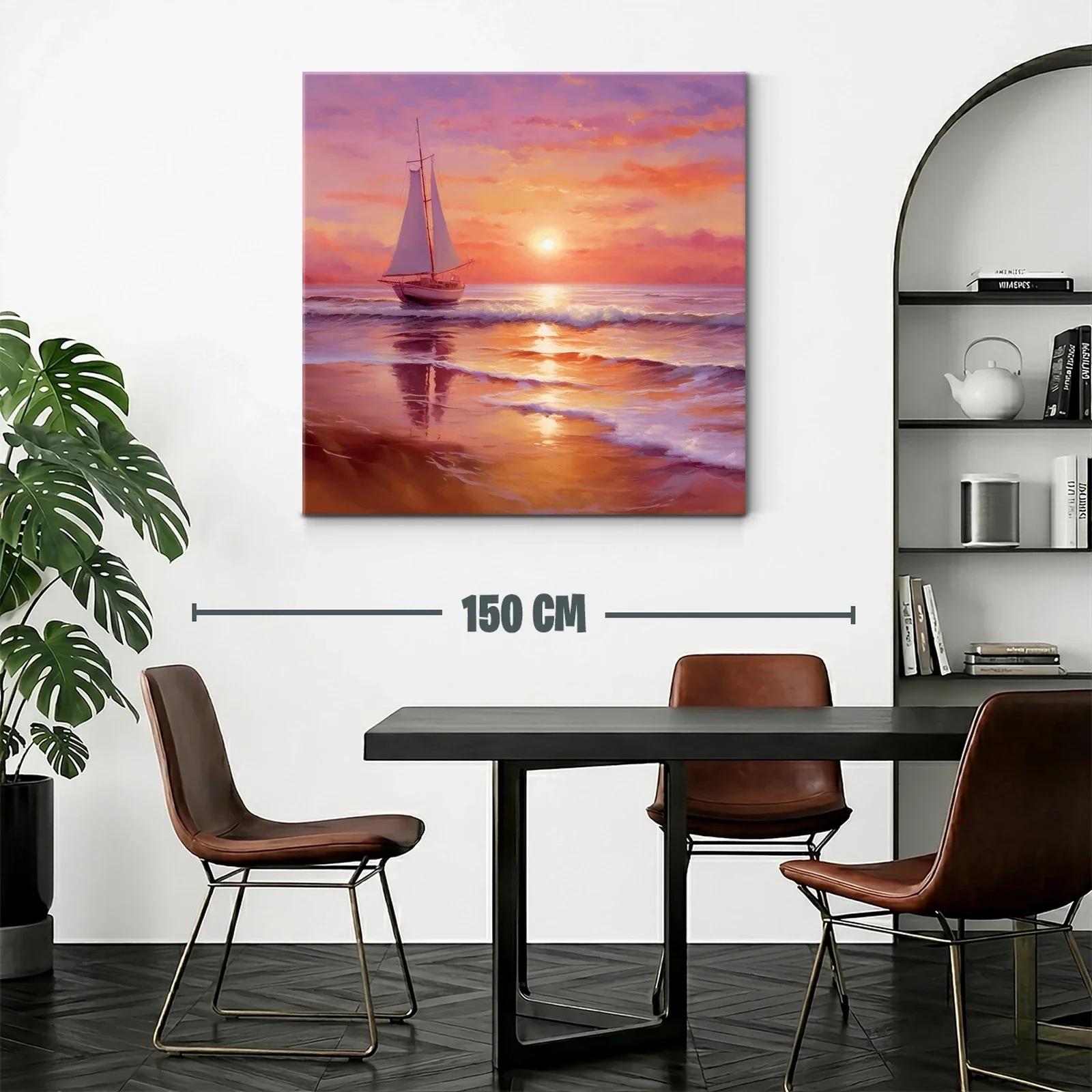 Atardecer sereno con velero navegando en mar tranquilo — miniatura 2