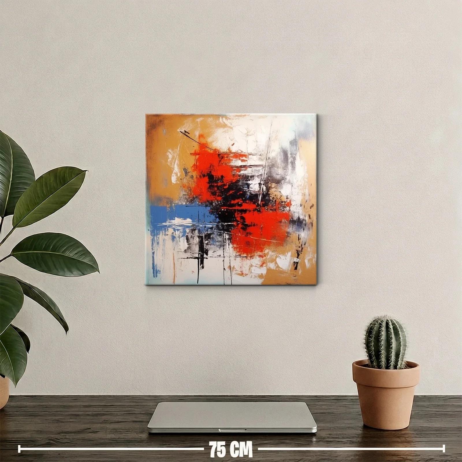 Cuadro abstracto con tonos cálidos y contrastes intensos — miniatura 2