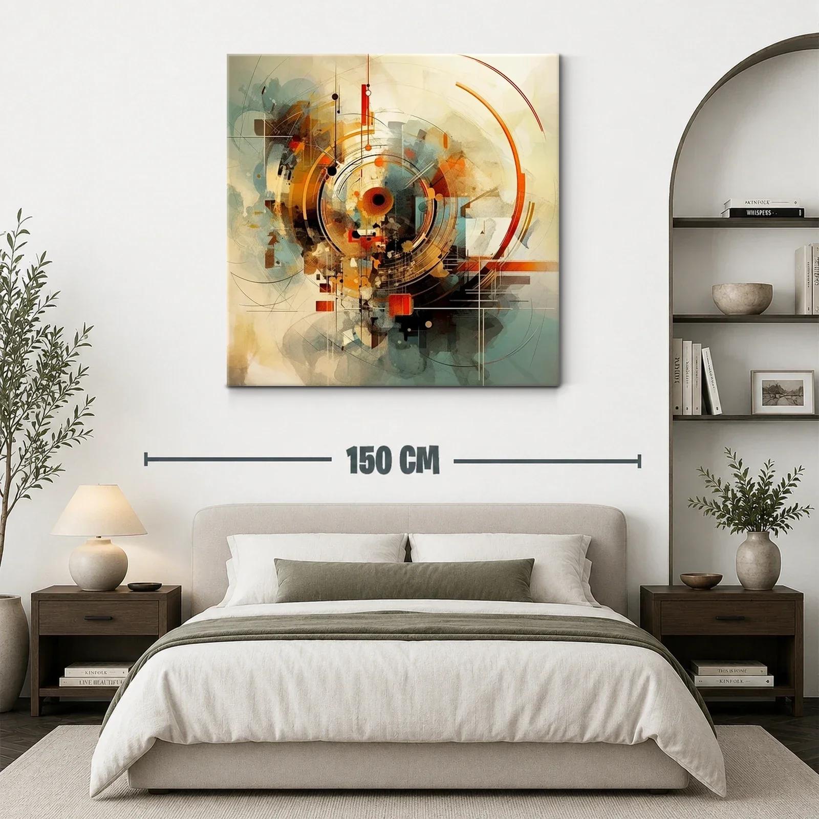 Composición abstracta con círculos y líneas en tonos cálidos — miniatura 3