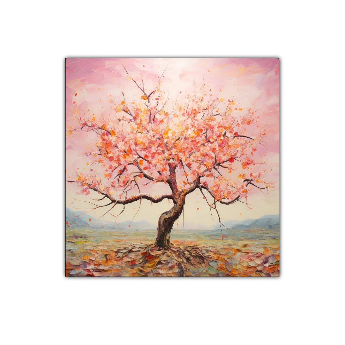 Árbol en flor con tonos cálidos y paisaje suave — imagen principal