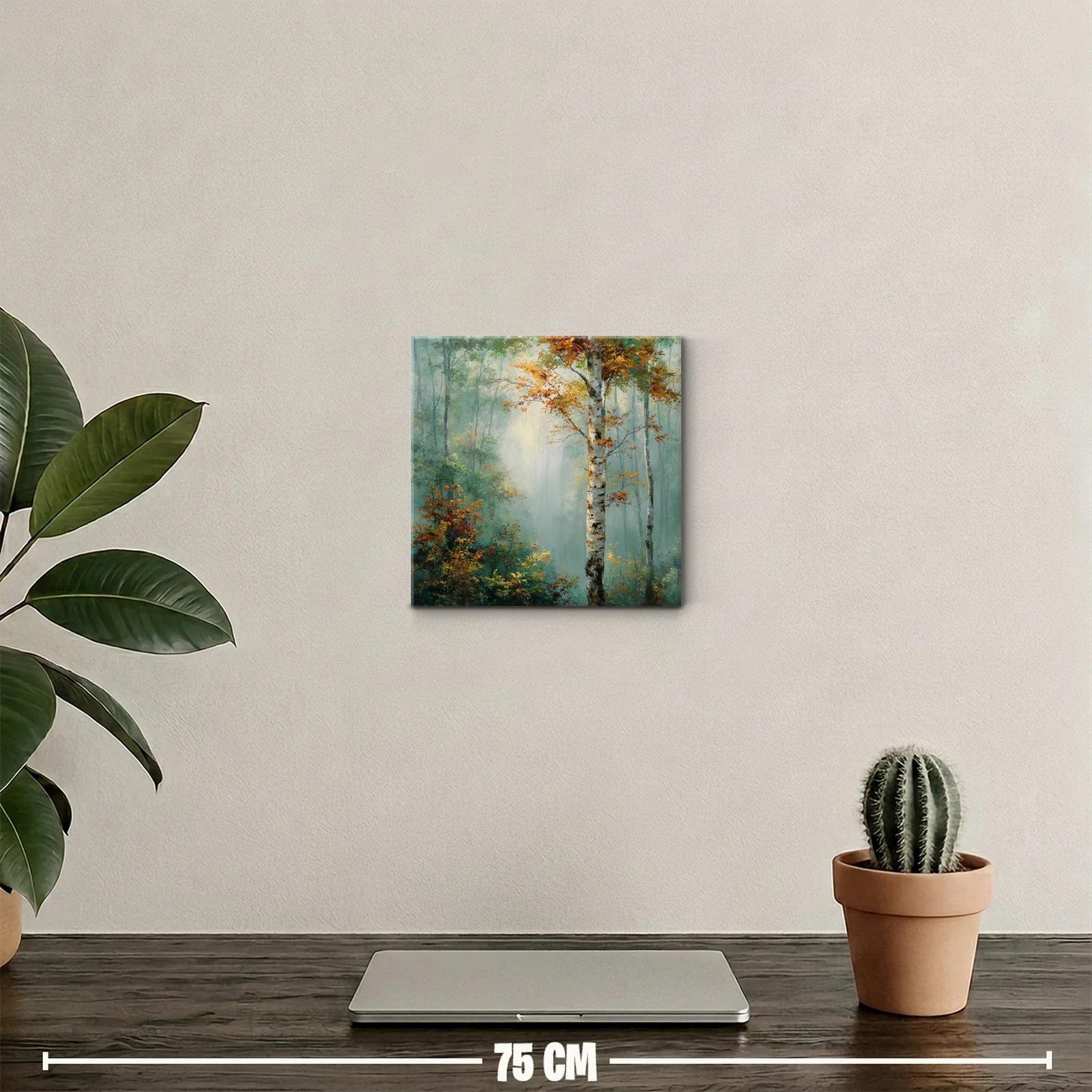 Bosque sereno con árboles otoñales y luz suave — miniatura 2
